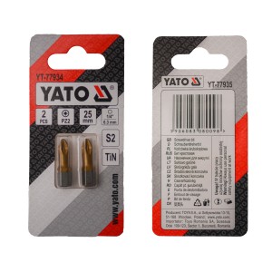 Насадка викруткова YATO PZ2 х 25 мм. HEX 1/4", покрита титаном, 2 шт.