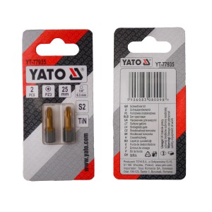 Насадка викруткова YATO PZ3 х 25 мм. HEX 1/4", покрита титаном, 2 шт.