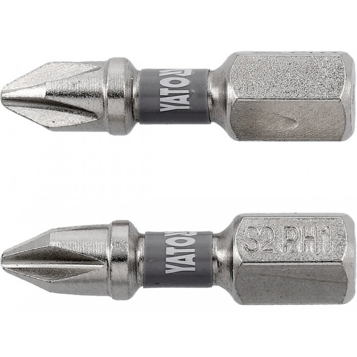 Насадка викруткова YATO PH1 х 25мм. HEX 1/4", покрита нікелем, 2шт.[10]