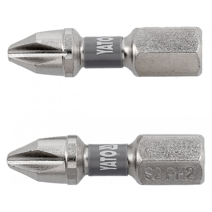 Насадка викруткова YATO PH2 х 25мм. HEX 1/4", покрита нікелем, 2шт.[10]