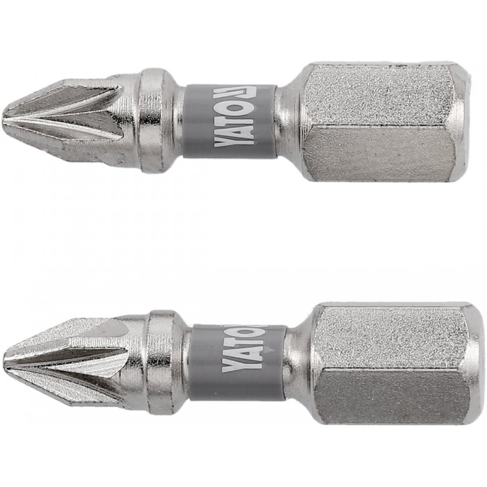 Насадка викруткова YATO PZ1 х 25мм. HEX 1/4", покрита нікелем, 2шт.[10]