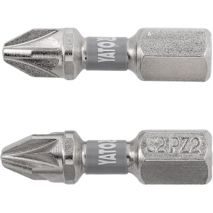 Насадка викруткова YATO PZ2 х 25мм. HEX 1/4", покрита нікелем, 2шт.[10]