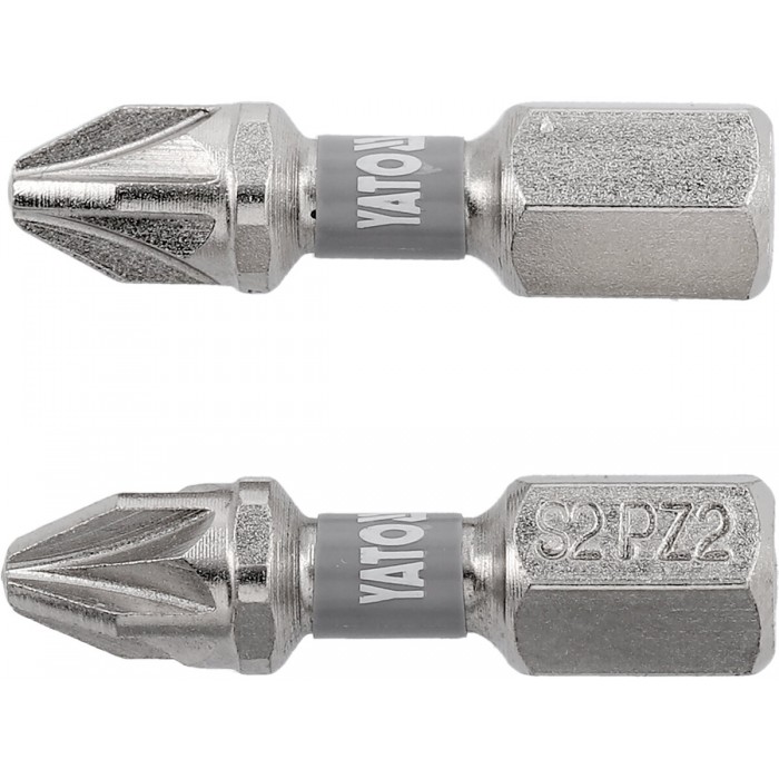 Насадка викруткова YATO PZ2 х 25мм. HEX 1/4", покрита нікелем, 2шт.[10]