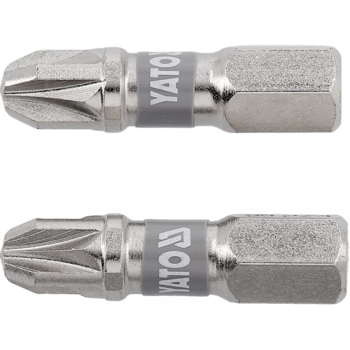 Насадка викруткова YATO PZ3 х 25мм. HEX 1/4", покрита нікелем, 2шт.[10]