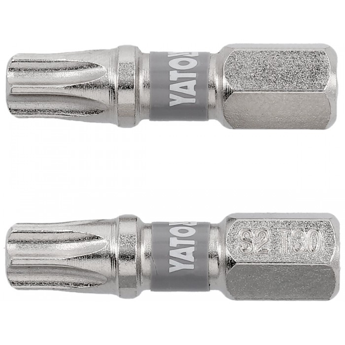 Насадка викруткова YATO TORX T30 х 25 мм. HEX 1/4", покрита нікелем, 2 шт.[10]