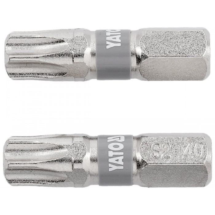 Насадка викруткова YATO TORX T40 х 25 мм. HEX 1/4", покрита нікелем, 2 шт.[10]