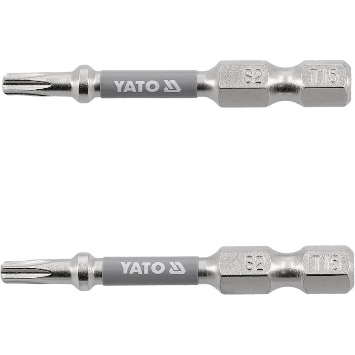 Насадка викруткова YATO TORX T15 х 50 мм. HEX 1/4", покрита нікелем, 2 шт.[10]