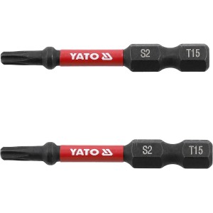 Насадка викруткова ударна YATO TORX T15 х 50 мм. HEX 1/4", 2 шт.[10]