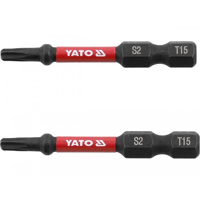 Насадка викруткова ударна YATO TORX T15 х 50 мм. HEX 1/4", 2 шт.[10]