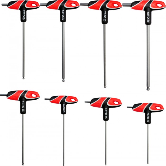 Ключі шестигранні YATO : тип "T", HEX, двосторонні, кулькові наконечиники, Набір 8 шт. [12/24/144]