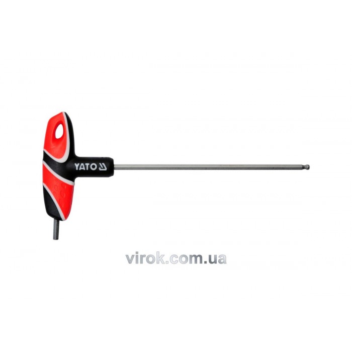 Ключ шестигранний YATO : тип "T", M4 мм, двосторонній, кульковий наконечник L= 140 мм [12/240]