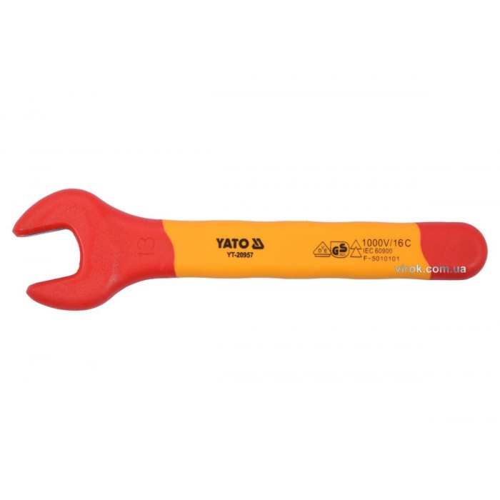 Ключ ріжковий YATO : М13 мм, ізольований корпус VDE до 1000V [6/72]