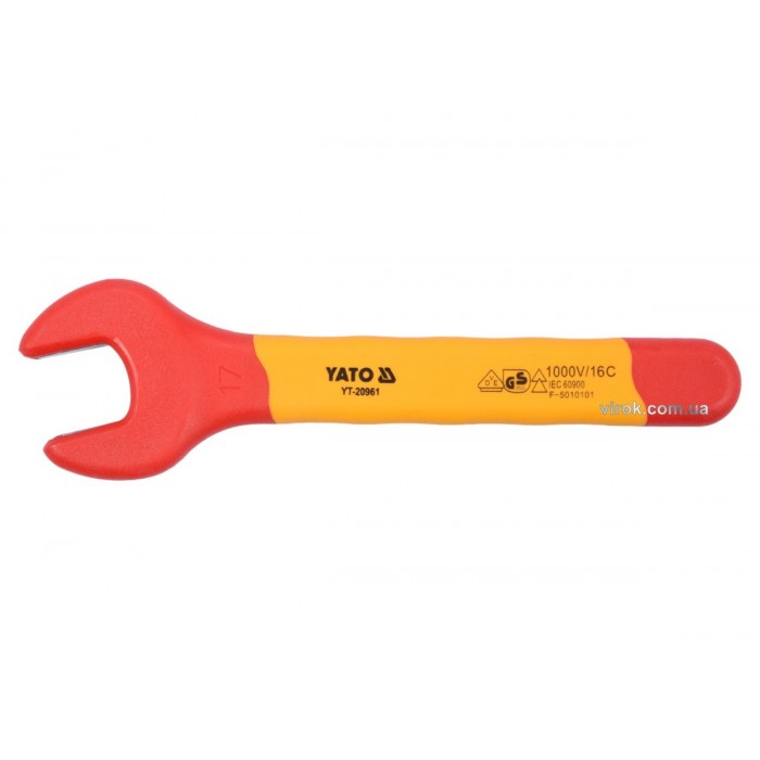 Ключ ріжковий YATO : М17 мм, ізольований корпус VDE до 1000V [6/72]