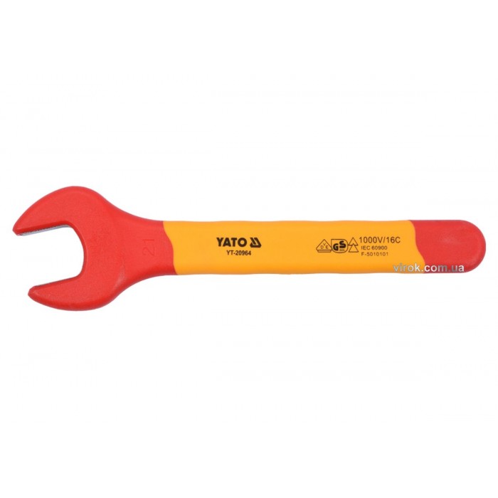 Ключ ріжковий YATO : М21 мм, ізольований корпус VDE до 1000V (DW)