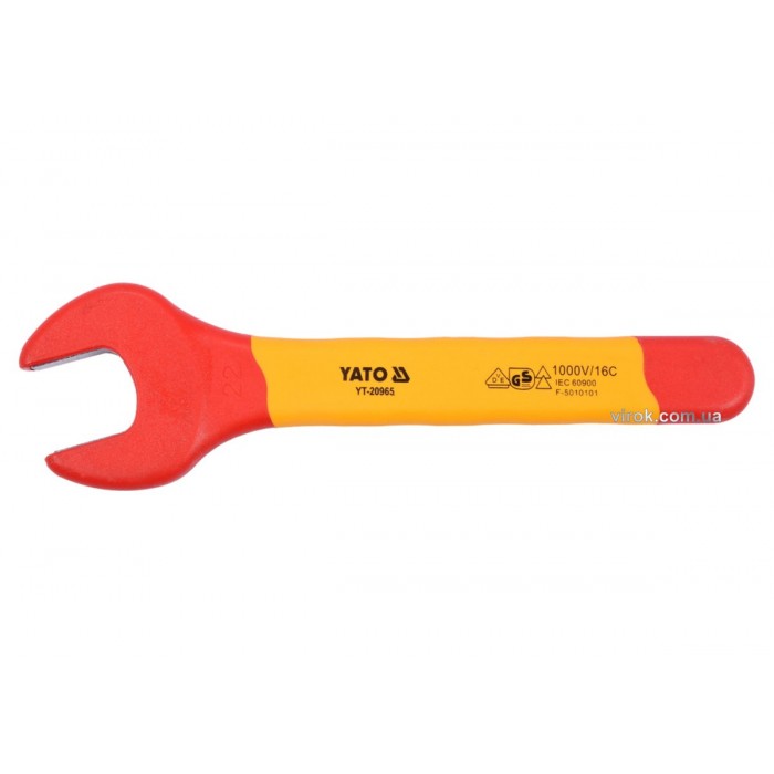 Ключ ріжковий YATO : М22 мм, ізольований корпус VDE до 1000V (DW)