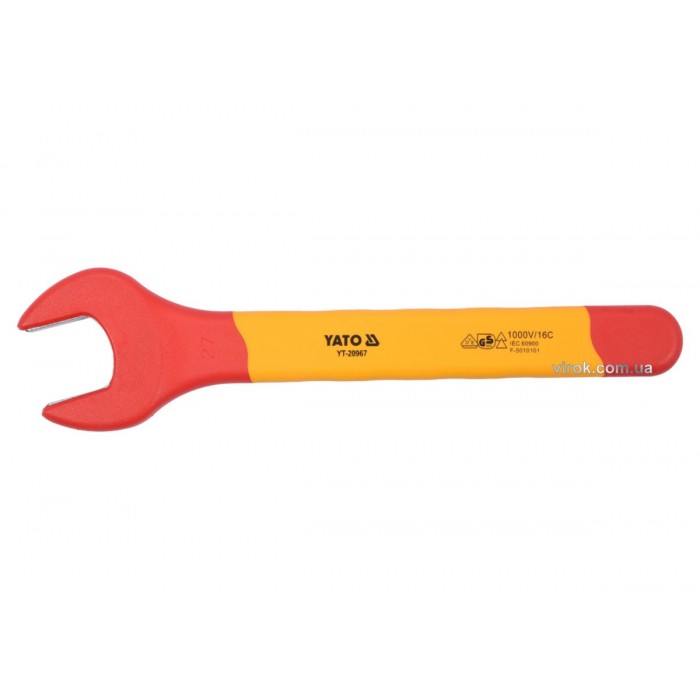 Ключ ріжковий YATO : М27 мм, ізольований корпус VDE до 1000V (DW)
