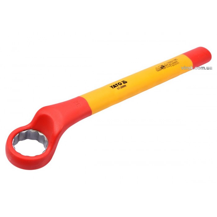 Ключ накидний YATO : Вигнутий, М32 мм, ізольований корпус VDE до 1000V (DW)