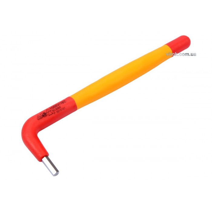 Ключ шестигранний YATO : тип "Г", М4 мм, L= 140 мм, B= 40 мм, ізольований корпус VDE до 1000V (DW)