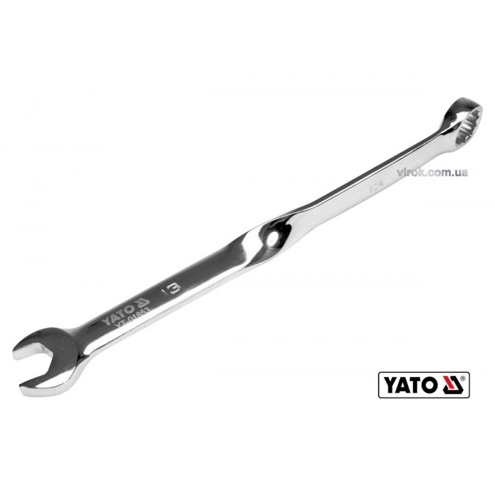 Ключ ріжково-накидний, кручений 90° YATO : М= 13 x 204 мм, Cr-V [40/120]