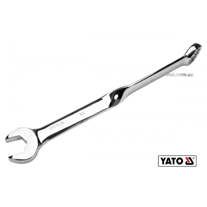 Ключ ріжково-накидний, кручений 90° YATO : М= 32 x 435 мм, Cr-V(DW)