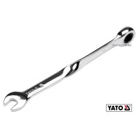 Ключ ріжково-накидний, кручений 90° з тріщаткою YATO : М= 8 x 153 мм, HRC 40-45, Cr-V [25/200]