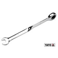 Ключ ріжково-накидний, кручений 90° з тріщаткою YATO : М= 9 x 160 мм, HRC 40-45, Cr-V(DW)