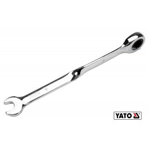 Ключ ріжково-накидний, кручений 90° з тріщаткою YATO : М= 9 x 160 мм, HRC 40-45, Cr-V(DW)