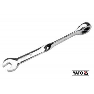 Ключ ріжково-накидний, кручений 90° з тріщаткою YATO : М= 10 x 167 мм, HRC 40-45, Cr-V [25/200]