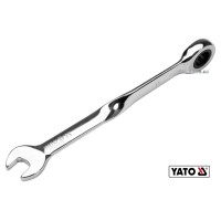 Ключ ріжково-накидний, кручений 90° з тріщаткою YATO : М= 11 x 172 мм, HRC 40-45, Cr-V(DW)