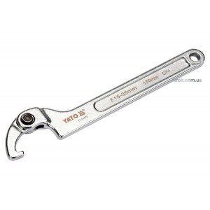 Ключ гаковий з носиком на шарнірі в діапаз. M= 15-35 мм YATO, Хр-Ванад., L= 170 мм [10/50]