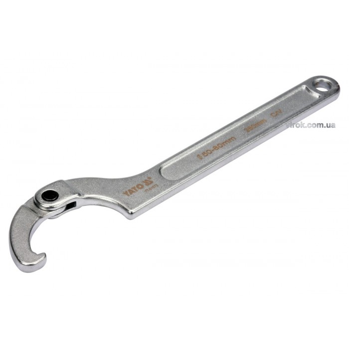 Ключ гаковий з носиком на шарнірі в діапаз. M= 50-80 мм YATO, Хр-Ванад., L= 280 мм [10/50]