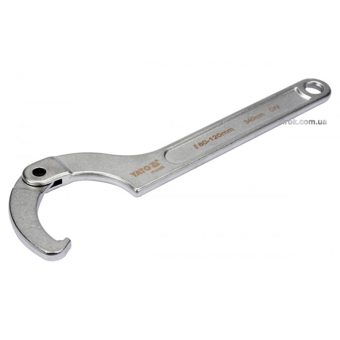 Ключ гаковий з носиком на шарнірі в діапаз. M= 80-120 мм YATO, Хр-Ванад., L= 340 мм [5/10]