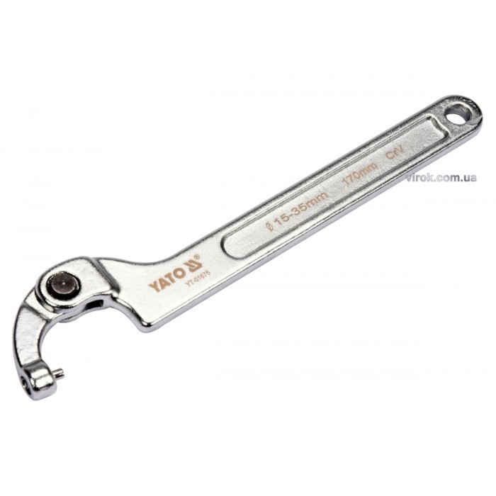Ключ гаковий з носиком на шар з округленим болтиком в діапаз. M=15-35мм YATO Хр-Ванад., L=170мм [10]