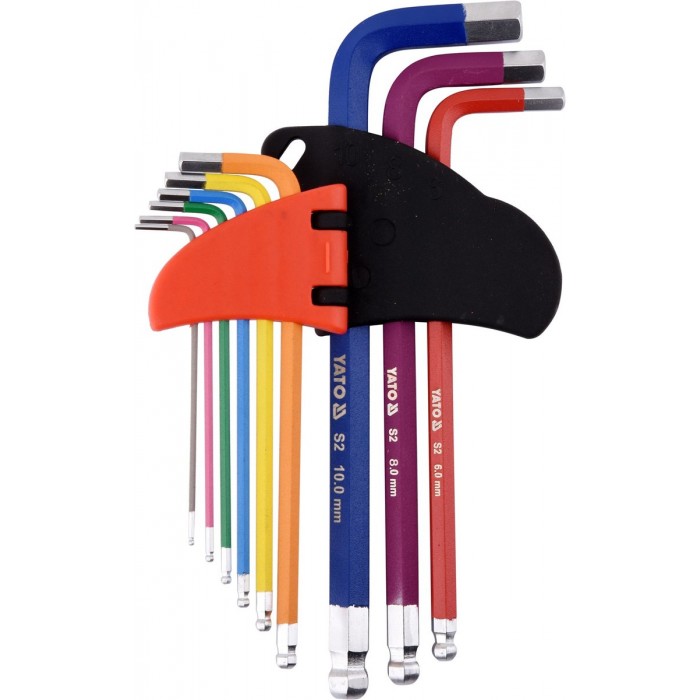 Ключі шестигранні з кулькою YATO : М1.5-10 мм, Г-подібні, HRC 58-62, S2 [10/50]