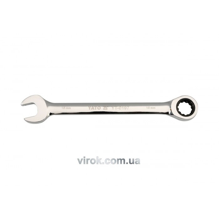 Ключ ріжково-накидний YATO з тріщаткою : CrV, М= 32 мм, L= 420 мм 72T [6/24]