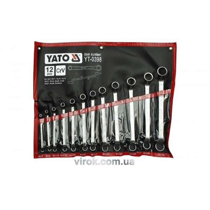 Ключі гнуто - накидні YATO : CrV, М= 6х7-30х32 мм, Набір 12шт. [4]