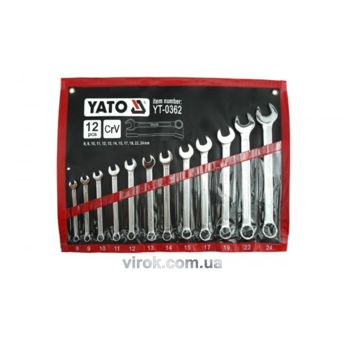 Ключі ріжково накидні YATO : М= 8-24 мм, Набір 12 шт. САТИН [6]