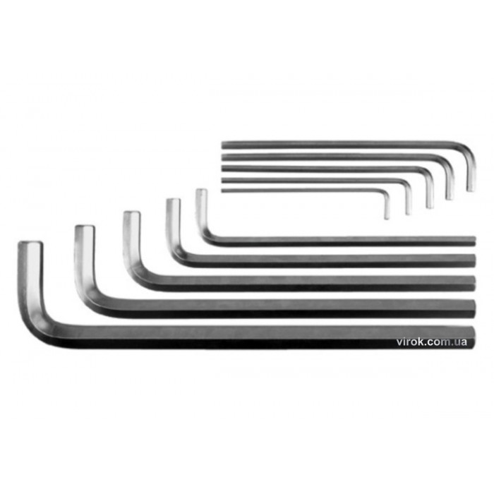 Ключі 6-гранні Г-подібні YATO : Cr-V, М3-17 мм, 10 шт. [5/240]