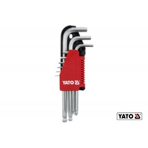 Ключі 6-гранні Г-подібні з кульовим наконечником YATO : Cr-V, М 1.5-10 мм, 9 шт [6/36]