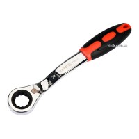 Ключ накидний, вигнутий з тріщаткою YATO: М20,HRC 42-48, Cr-V,з прогумованою ергономічною ручкою(DW)