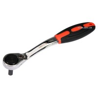 Тріщатка з шестигранником, вигнута YATO: HEX6, HRC 42-48, 72T, Cr-V, з прогумованою ручкою (DW)