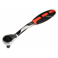 Тріщатка з шестигранником, вигнута YATO: HEX8, HRC 42-48, 72T, Cr-V, з прогумованою ручкою (DW)