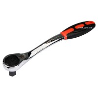 Тріщатка з шестигранником, вигнута YATO: HEX12, HRC 42-48, 72T, Cr-V, з прогумованою ручкою (DW)