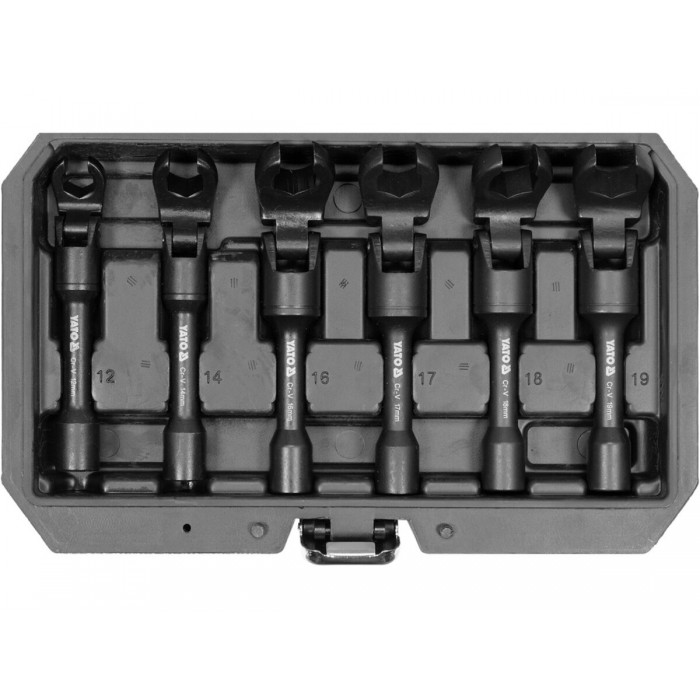 Ключі накидні відкриті на шарнірі до квадр. 3/8" YATO,  М 12, 14, 16, 17, 18,  мм, 6 шт. [10]