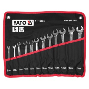 Ключі комбіновані до гайок- вічка з храповим механізмом YATO М 8-19 мм, Хр-Ван, 12 шт. в плахті [10]