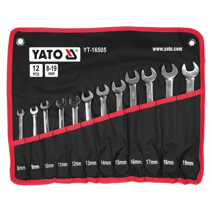 Ключі комбіновані до гайок- вічка з храповим механізмом YATO М 8-19 мм, Хр-Ван, 12 шт. в плахті [10]