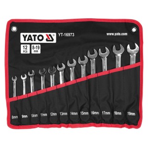 Ключі комбіновані до гайок- вічка шарнірні з храповим механіз YATO М 8-19 мм, Хр-Ван, 12шт. в плахті