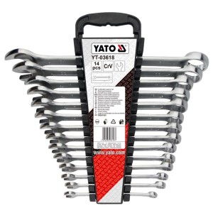 Ключі ріжково накидні YATO : М= 8-24 мм, 14 шт. хром-ванадієві