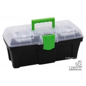 Ящик для інструментів "Green box 15" з органайзером в кришці пластиковий ТМ ВІРОК : 398х 200х 186 мм