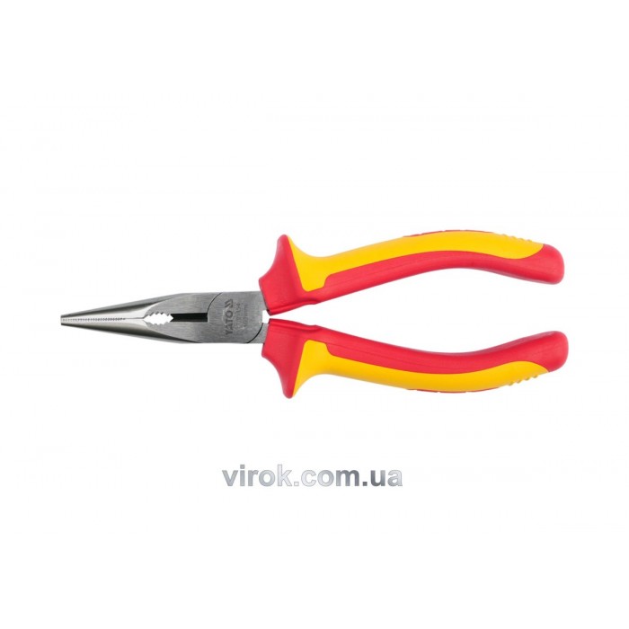 Щипці електромонтажні подовжені півкруглі прямі YATO : L= 160 мм з ізоляцією 1000V [6/36]